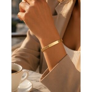 Stainless Steel Gold Tone‎ ID Bracelet Link Chain Unisex 7.5" Polished NEW